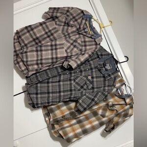 Plaid Button-Up Shirts Set